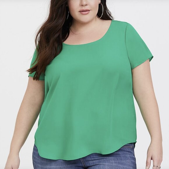 Torrid Green Abbey Georgette Cage Back Blouse | Size 1X (14/16) - Picture 4 of 8